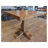 Wooden Square Table With (4) Black Metal Chairs