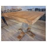 Wooden Square Table With (4) Black Metal Chairs