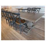 Wooden Dining Set with (6) Cross-Back Chairs