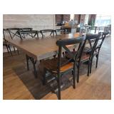Wooden Dining Set with (6) Cross-Back Chairs