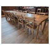 12ft Harvester Table With (12) Cross Back Chairs