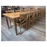 12ft Harvester Table With (12) Cross Back Chairs