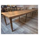 12ft Harvester Table With (12) Cross Back Chairs