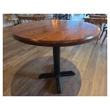 Round Solid Wood Table with Cross Base