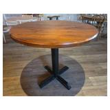 Round Solid Wood Table with Cross Base