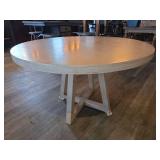 Round Whitewashed Table with (4) Cane Woven Back Chairs