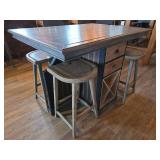 Rustic Rectangle Table with (4) Bar Stools