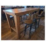 Industrial Bar Height Table with (6) Adjustable Stools