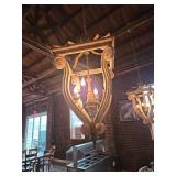 Ornate Lyre-Shaped Wooden Chandelier