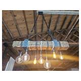 Rustic Wood Beam Edison Bulb Chandelier