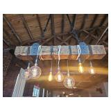 Rustic Wood Beam Edison Bulb Chandelier