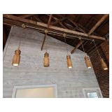 Wooden Cylinder Pendant Light - Set of 5