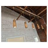 Wooden Cylinder Pendant Light - Set of 5