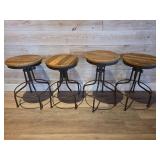 Industrial Adjustable Height Bar Stools - Set of 4