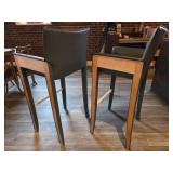 Leather Bar Height Chairs - Set of 2