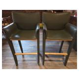 Leather Bar Height Chairs - Set of 2