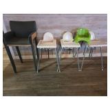 Assorted Lot W/ (3) High Chairs, (1) Booster Seat, and (1) Bar Height Chair