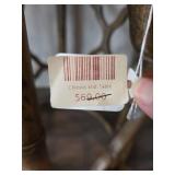 Chinois Round End Table with Lattice Design and Wooden Stool