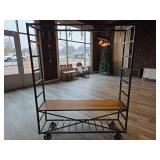 Industrial Steel Cart with Wood Shelf