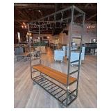 Industrial Steel Cart with Wood Shelf