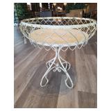 Decorative Metal Basket Stand and Glass Side Table
