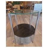 Decorative Metal Basket Stand and Glass Side Table