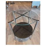 Decorative Metal Basket Stand and Glass Side Table