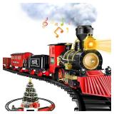 BainGesk Train Set, Christmas Train Set with Steam, Light and Sounds, Electric Train Toy for Boys & Girls, Christmas Train Set for Under The Tree, Gifts for 3 4 5 6 7 8 Year Old Kids