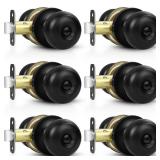 Estmoon 6 Pack Door Knobs, Matte Black Privacy Door Knob with Lock, Keyless Door Handle with Lock for Bedrooms/Bathrooms