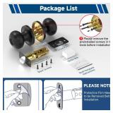 Estmoon 6 Pack Door Knobs, Matte Black Privacy Door Knob with Lock, Keyless Door Handle with Lock for Bedrooms/Bathrooms