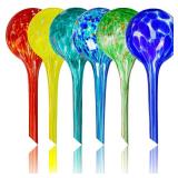 Plant Watering Globes Set of 6 - Small Glass Self Watering Bulbs Up to 5 Days of Irrigation - for Indoor & Outdoor Plants - Multicolor, Automatic, Glass Watering Bulbs for Daily Use, Watering Devices