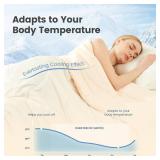 Cozy Bliss x SoronaÂ® Viscose Natural Fiber Cooling Comforter Queen Size, Reversible Silky Smooth Cooling Blanket with Q-Maxï¼0.46 for Hot Sleepers & Night Sweats, Ivory White, 90\"x90\"