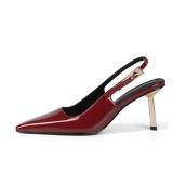 iiimmu Kitten Heels for Women 3.5 in Stiletto Heel Pumps Closed Pointed Toe Slingback Heels, Red, Size 8