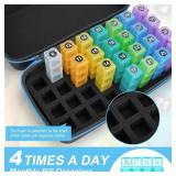 Yewltvep Monthly Pill Organizer 4 Times a Day, Pill Box Organizer with 32 Daily Compartments, 30 Day Pill Organizer 4 Times a Day Pill Holder with Hard Shell Travel Case+Weekly Pill Bag 4 Times a Day