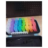 Yewltvep Monthly Pill Organizer 4 Times a Day, Pill Box Organizer with 32 Daily Compartments, 30 Day Pill Organizer 4 Times a Day Pill Holder with Hard Shell Travel Case+Weekly Pill Bag 4 Times a Day