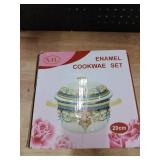 XJL 20cm Floral Enamel Cookware Set