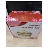 XJL 20cm Floral Enamel Cookware Set