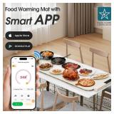 Vabaso Extra Large Food Warming Mat with APP, 37\"x15\" DIY Temperature & Timer Settings, Heats in 5s, Electric Warming Tray with Child Safety Lock, Warming Mat for Food & Countertop - Kosher Certifie
