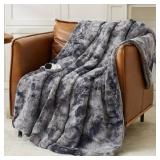 Homemate Heated Blanket Electric Throw - 50\"x60\" Heating Blanket Throw 1/2/4/6/8 Hours Auto-Off 10 Heat Levels Over-Heat Protection Luxury Faux Fur Sherpa ETL Certification