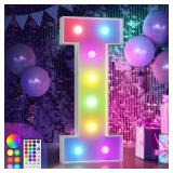 imprsv 3FT Colorful Marquee Letters I, 18 Colors Large Light up Letters Alphabet Sign with Remote, Big Marry Me Sign, Birthday Party Decorations Anniversary Wedding Decoration