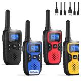 Wishouse Walkie Talkies for Adults Long Range-Rechargeable 4 Pack 2 Way Radios, Hiking Accessories Camping Gear Xmas Birthday Gift for Kids Family with Lamp,SOS Siren,NOAA Weather Alert,Easy to Use