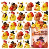 48 Pcs Thanksgiving Rubber Ducks, Thanksgiving Themed Ducks Bulk Turkey Ducks, Thanksgiving Party Favors Supplies for Kids Adults, Fall Duck Bathtub Bathing Toy for Holiday Autumn Table Centerpiece