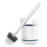 MR.SIGA Toilet Bowl Brush and Holder, Premium Quality, with Solid Handle and Durable Bristles for Bathroom Cleaning, White, 1 Pack
