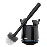 MR.SIGA Toilet Bowl Brush and Holder, Premium Quality, with Solid Handle and Durable Bristles for Bathroom Cleaning, Black, 1 Pack