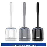 MR.SIGA Toilet Bowl Brush and Holder, Premium Quality, with Solid Handle and Durable Bristles for Bathroom Cleaning, Black, 1 Pack