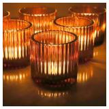 VOHO Votive Candle Holders for Wedding Candles, Amber Glass Candle Holder Set of 6, Tealight Candle Holder Bulk for Wedding Decor, Table Centerpiece, Birthday Party