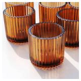 VOHO Votive Candle Holders for Wedding Candles, Amber Glass Candle Holder Set of 6, Tealight Candle Holder Bulk for Wedding Decor, Table Centerpiece, Birthday Party