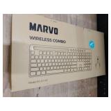 Wireless Keyboard and Mouse Combo, MARVO 2.4G Ergonomic Wireless Computer Keyboard with Phone Tablet Holder, Silent Mouse with 6 Button, Compatible with MacBook, Windows (Black)