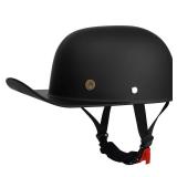 QICHAO Baseball Motorcycle Helmet - Half Motorcycle Helmet, DOT Approved, Motorcycle Half Helmet for Chopper Moped Scooter Motorbike Electric-Matte Black,L