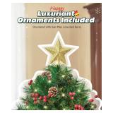 2ft Tabletop Pre-lit Christmas Tree with Star Treetop, Clear LED Lights, Artificial Xmas with Burlap Base for Table Desk Home Decor